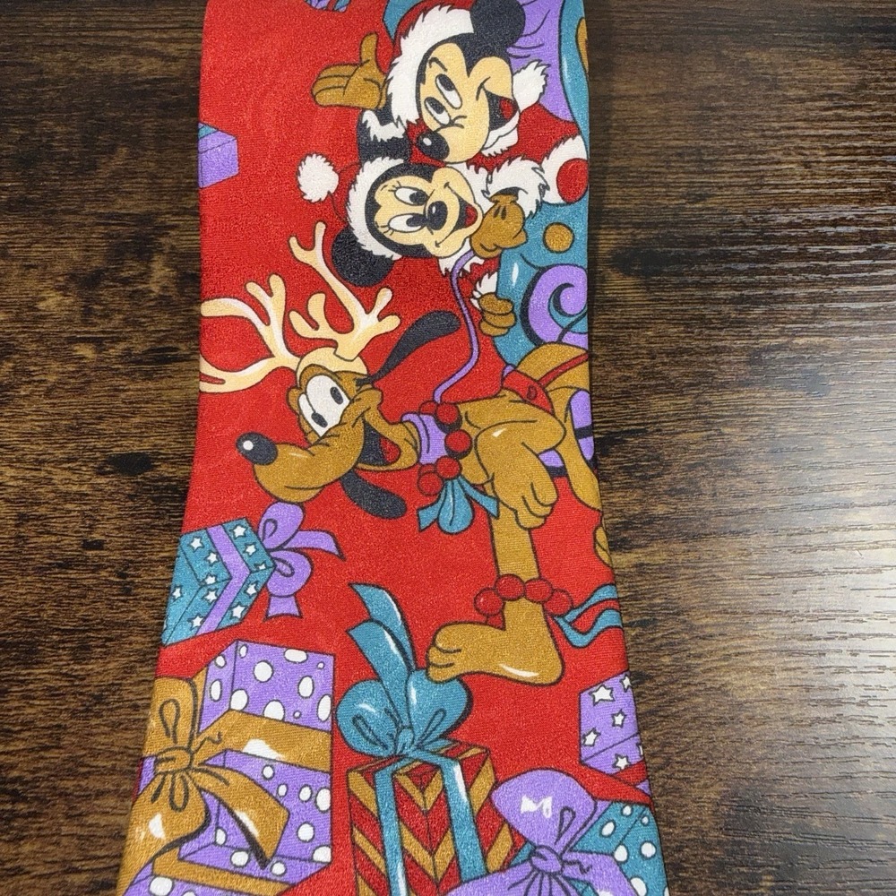Vintage Disney Mickey Unlimited Christmas Necktie Mickey‎ Minnie Pluto Holiday - Picture 2 of 9